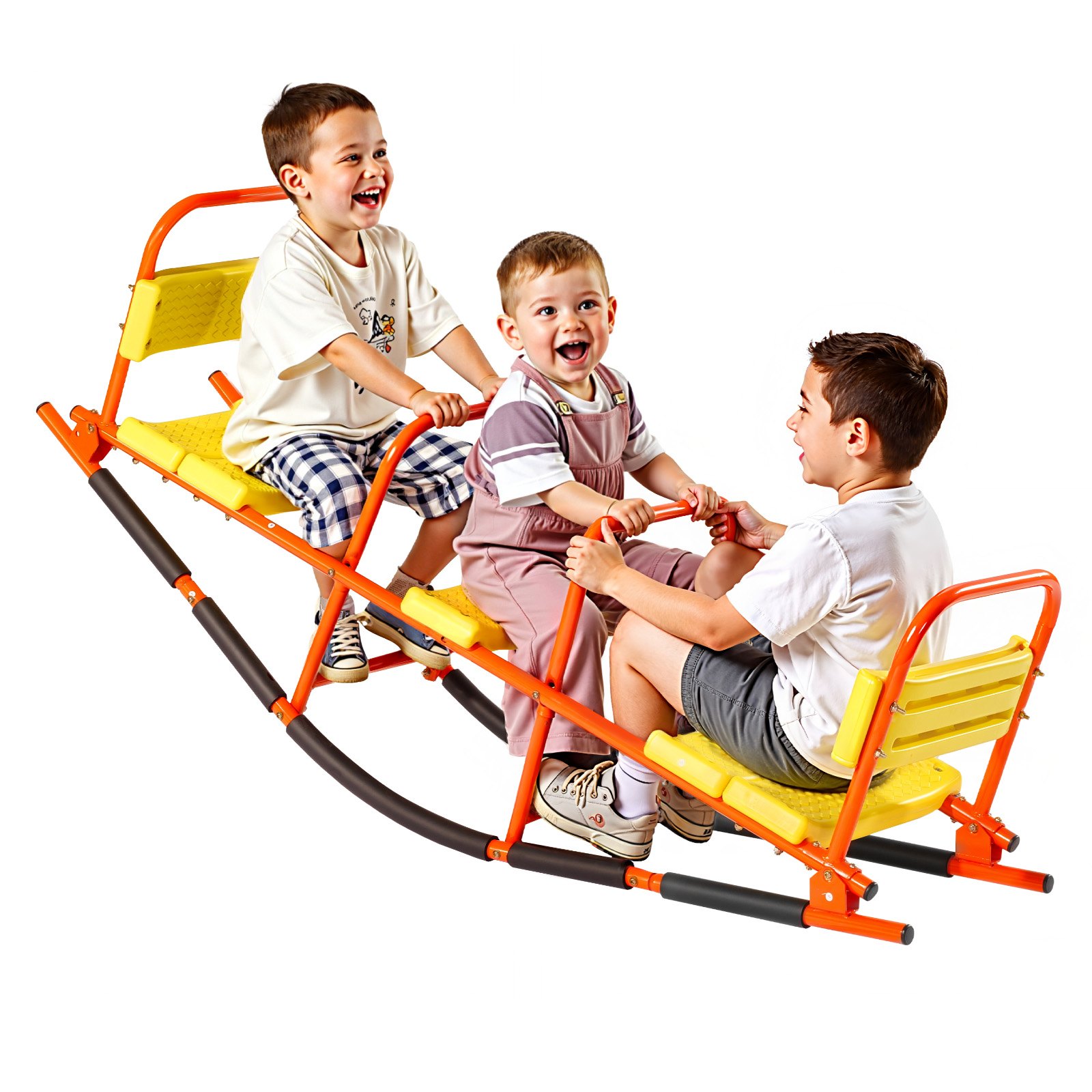 VEVOR Balancín Infantil, Capacidad de Carga de 90,7 kg, 2 Asientos Balancín de Metal con Asas, Equipo de Juegos al Aire Libre para Césped, Patio, Parque Infantil para Niños Mayores de 3 Años