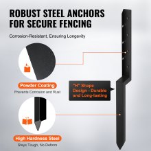 VEVOR Kit de Reparación de Anclajes para Postes de Valla, 4 Estacas de Soporte para Postes de Valla de Acero Resistente, Estacas de Anclaje para Reparación de Postes de Valla de Madera Rotos