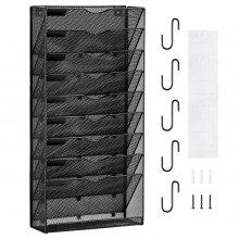 VEVOR 1 PCS Estante de Pared de Malla Metálica para Archivos de 10 Capas, Negro