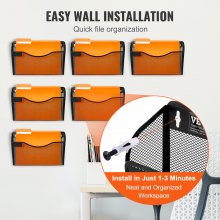 VEVOR Estante de Pared de Malla Metálica para Archivos de 1 Capa Negro, 6 PCS