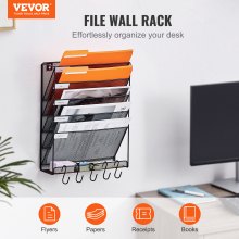 VEVOR 1 PCS Estante de Pared de Malla Metálica para Archivos de 6 Capas, Negro