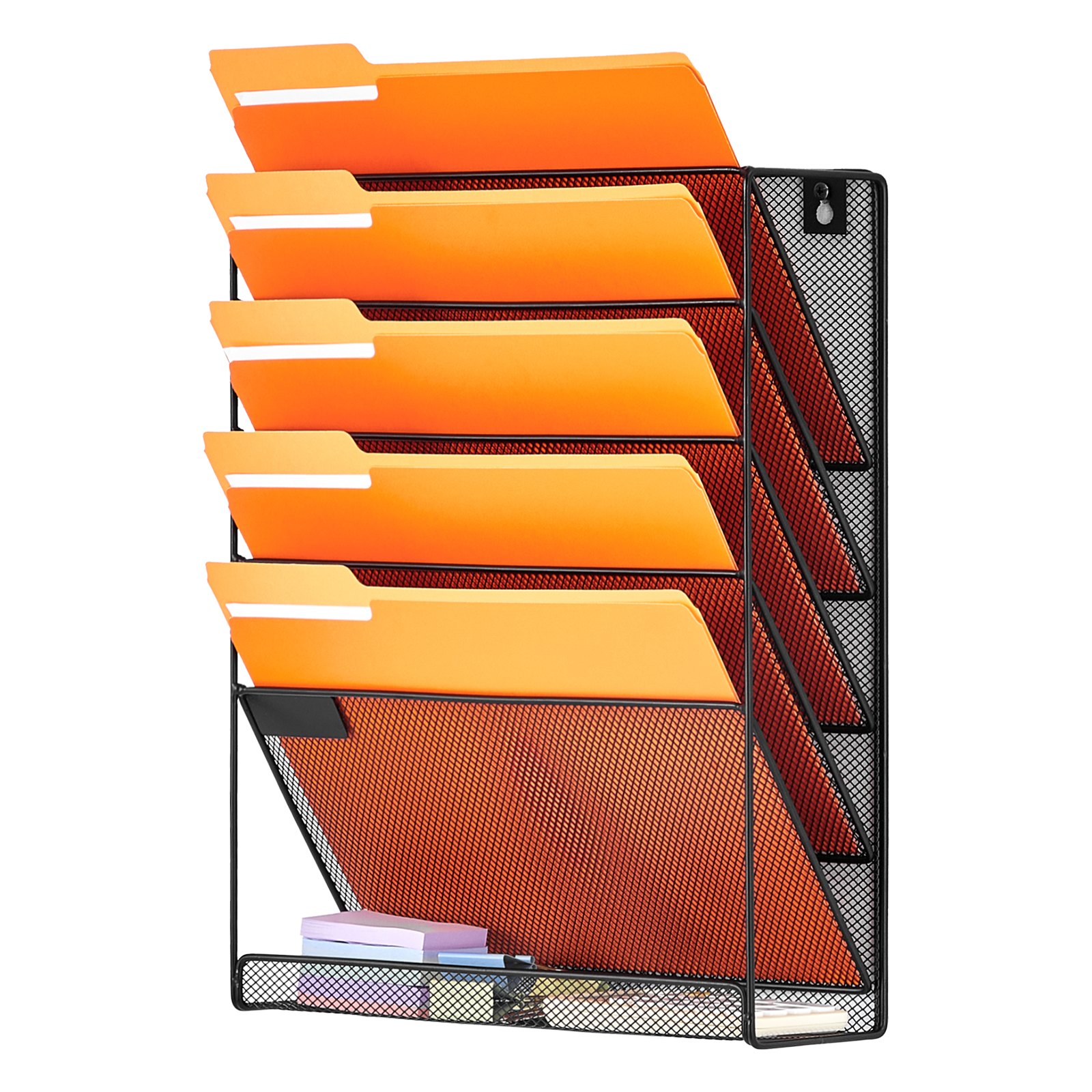 VEVOR 1 PCS Estantes de Pared de Malla Metálica para Archivos de 6 Capas Carpeta de Almacenamiento de Documentos y Papel, Estante de Pared de Archivos con Etiqueta con Nombre para Oficina, Escuela