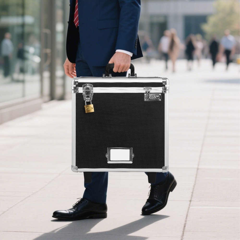 VEVOR Caja Organizadora de Archivos con Ruedas, Tamaño Interno 396,2 x 320 x 381 mm, Estuche Portátil para Documentos con Cerradura y Asa Telescópica, para Oficina, Viajes de Negocios, Negro