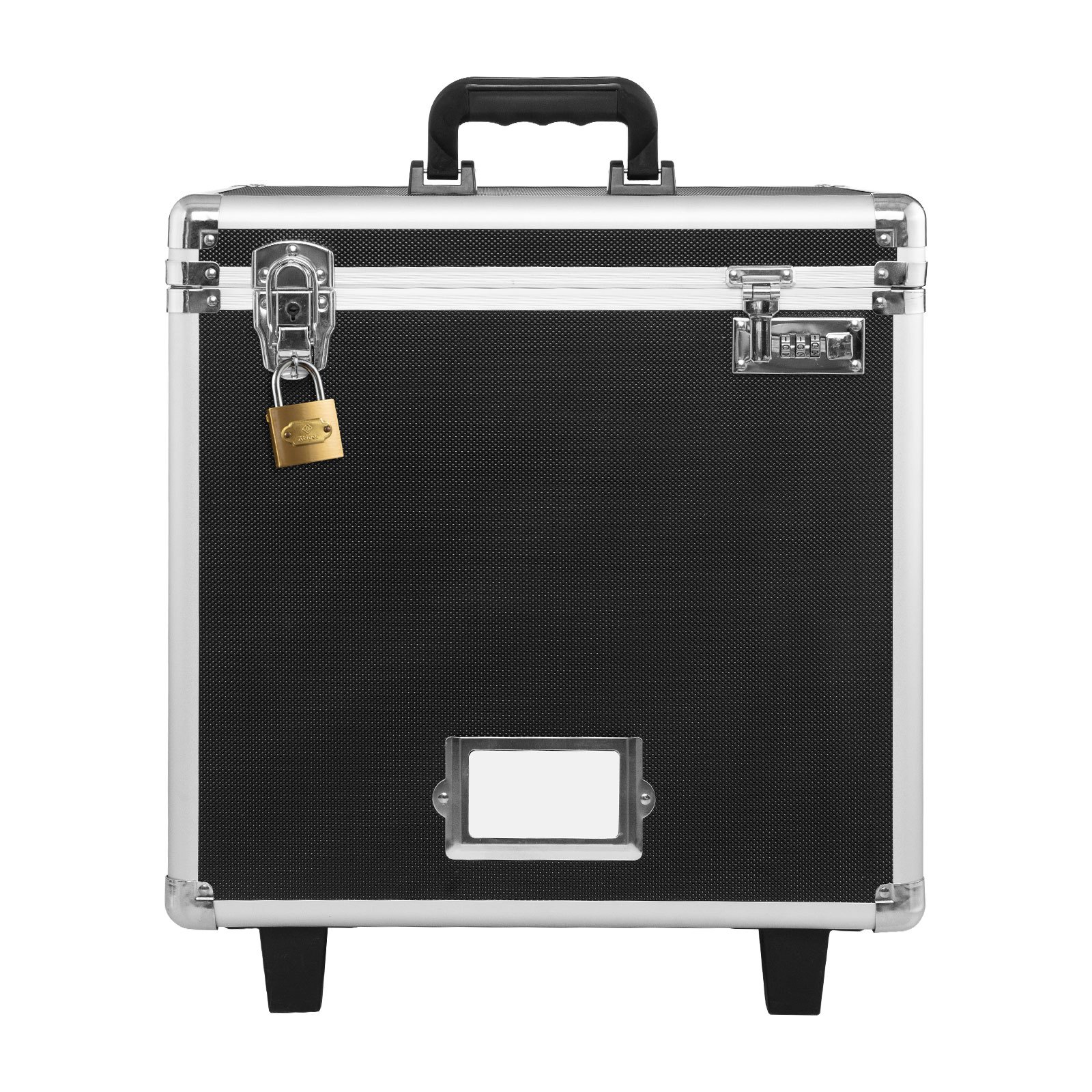 VEVOR Caja Organizadora de Archivos con Ruedas, Tamaño Interno 396,2 x 320 x 381 mm, Estuche Portátil para Documentos con Cerradura y Asa Telescópica, para Oficina, Viajes de Negocios, Negro