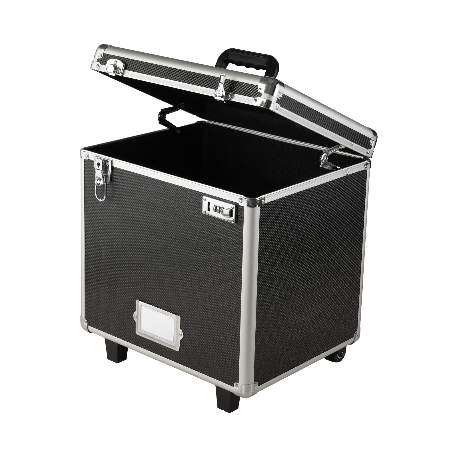 VEVOR Caja Organizadora de Archivos con Ruedas, Tamaño Interno 396,2 x 320 x 381 mm, Estuche Portátil para Documentos con Cerradura y Asa Telescópica, para Oficina, Viajes de Negocios, Negro