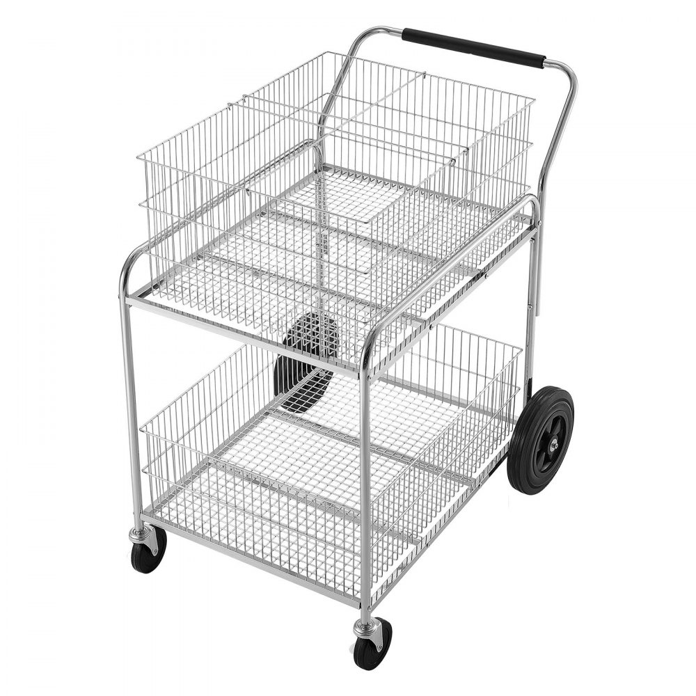 VEVOR Carrito Móvil de Archivos con Ruedas 2 Niveles Mueble Organizador, Almacenamiento de Documentos para Oficina, Hogar, Escuela, Capacidad de Carga de 120 kg, 955 x 570 x 965 mm, Cestas de Malla