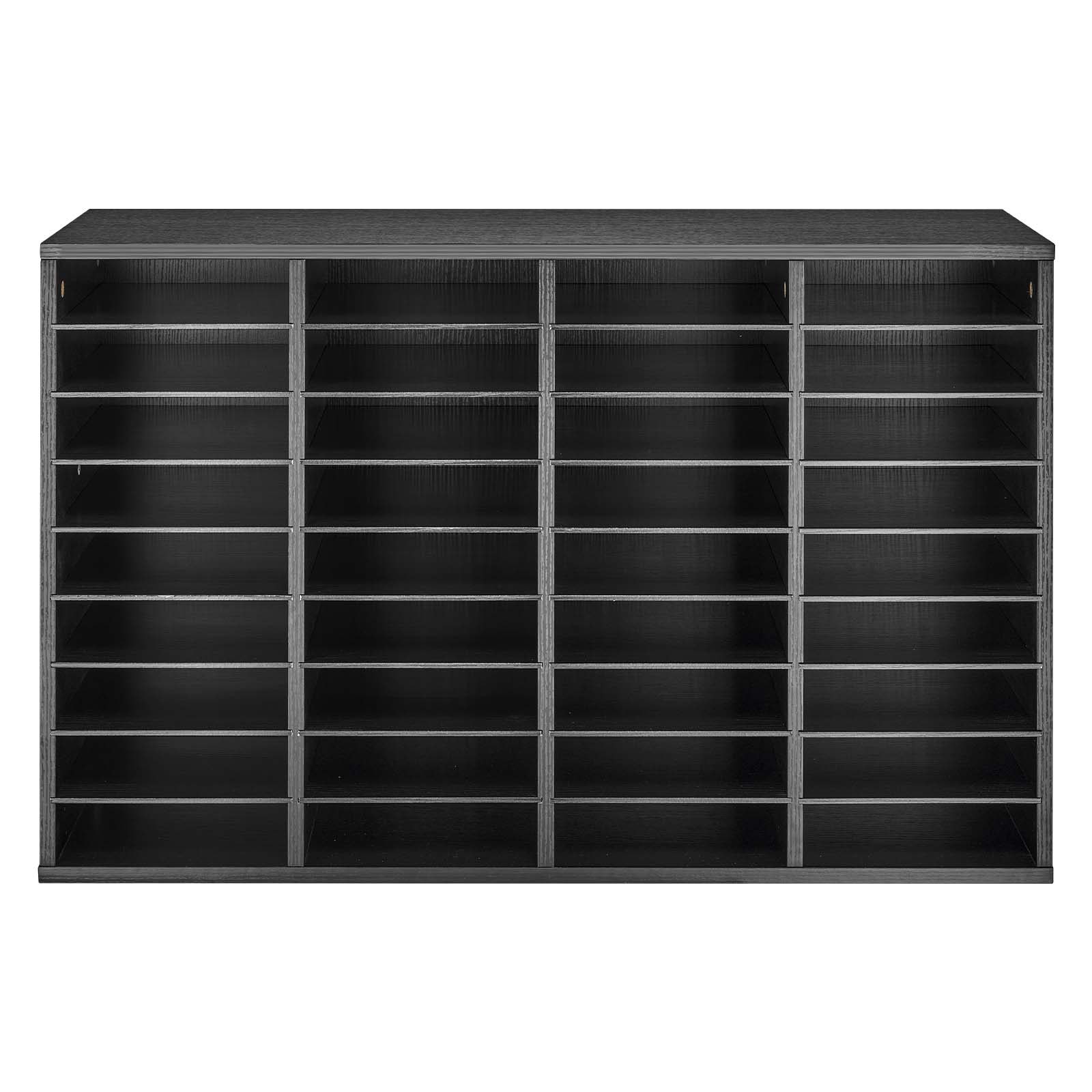 VEVOR Estante de Almacenamiento de Documentos 36 Compartimentos, Organizador de Archivos de Madera 95,7 x 30 x 60 cm, Clasificador de Literatura con Estantes Desmontables para Oficina, Aulas, Negro