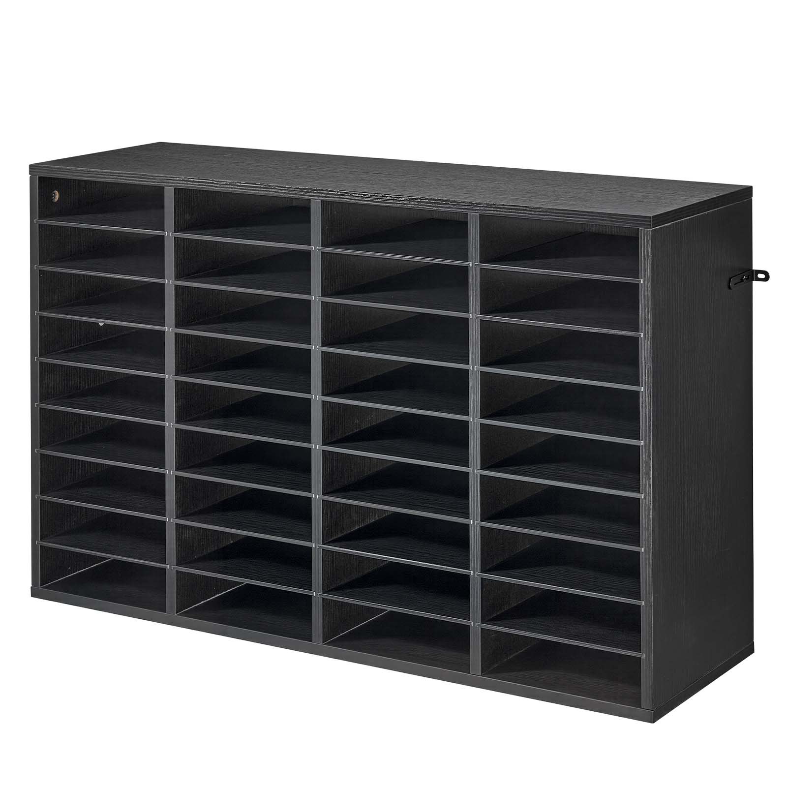 VEVOR Estante de Almacenamiento de Documentos 36 Compartimentos, Organizador de Archivos de Madera 95,7 x 30 x 60 cm, Clasificador de Literatura con Estantes Desmontables para Oficina, Aulas, Negro