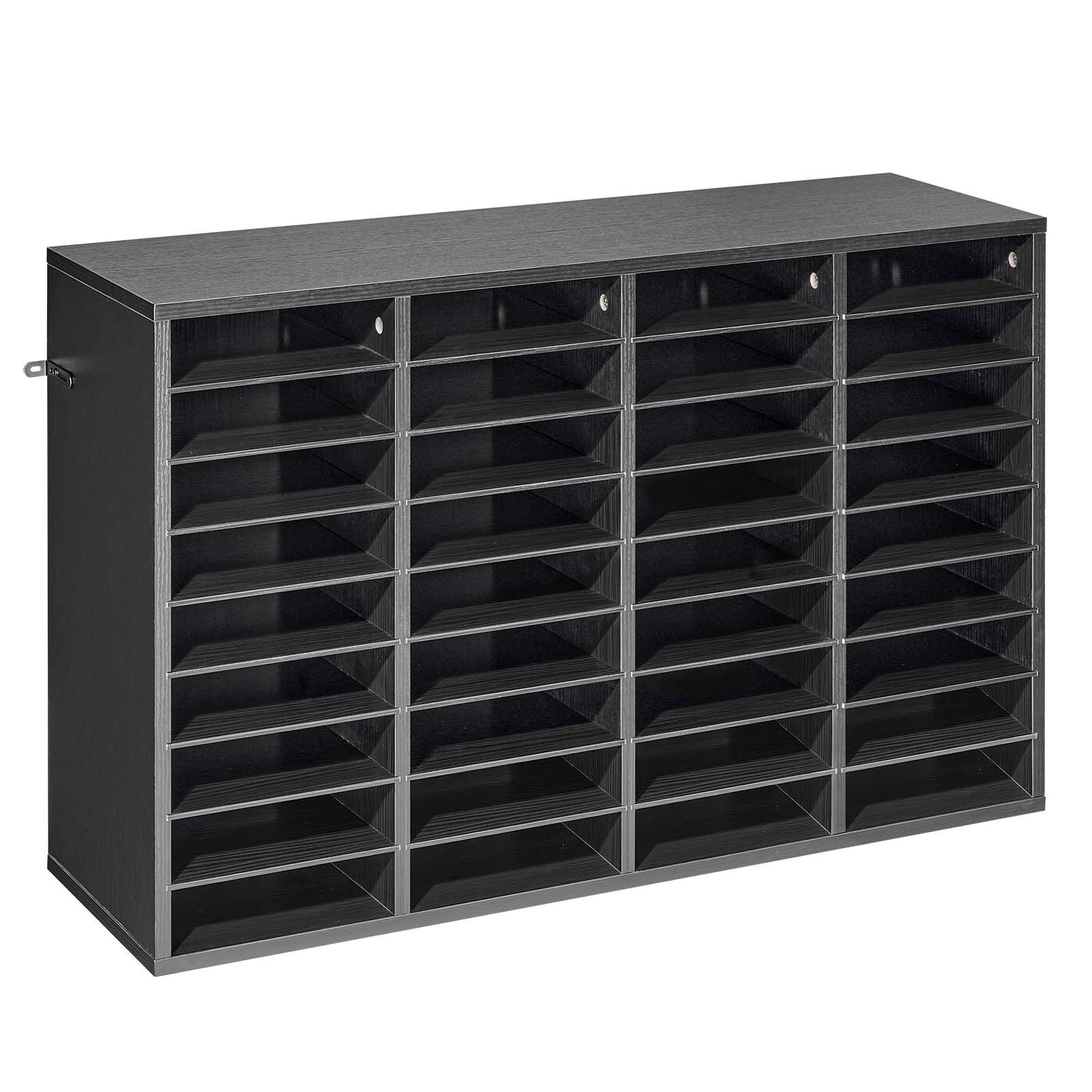 VEVOR Estante de Almacenamiento de Documentos 36 Compartimentos, Organizador de Archivos de Madera 95,7 x 30 x 60 cm, Clasificador de Literatura con Estantes Desmontables para Oficina, Aulas, Negro