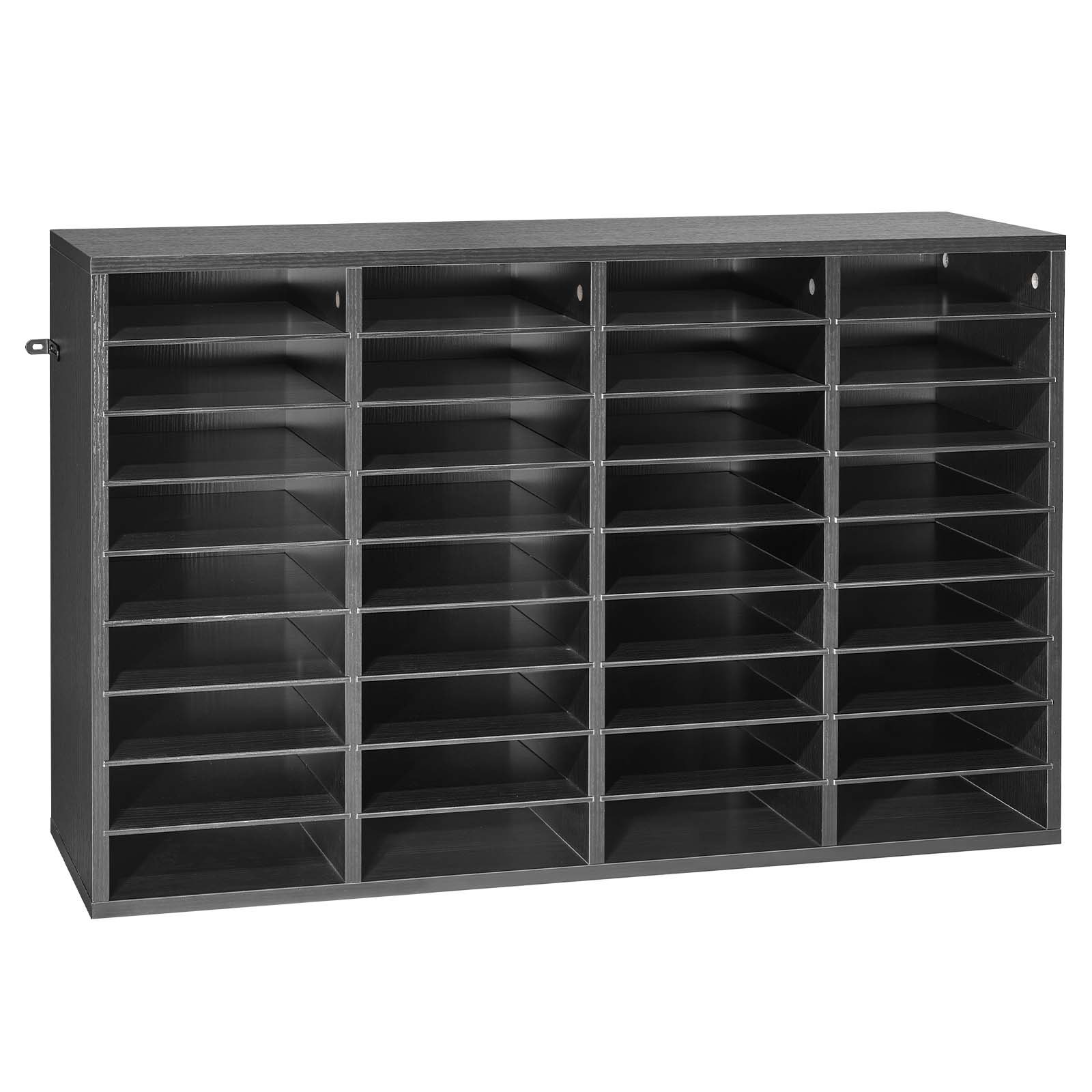 VEVOR Estante de Almacenamiento de Documentos 36 Compartimentos, Organizador de Archivos de Madera 95,7 x 30 x 60 cm, Clasificador de Literatura con Estantes Desmontables para Oficina, Aulas, Negro