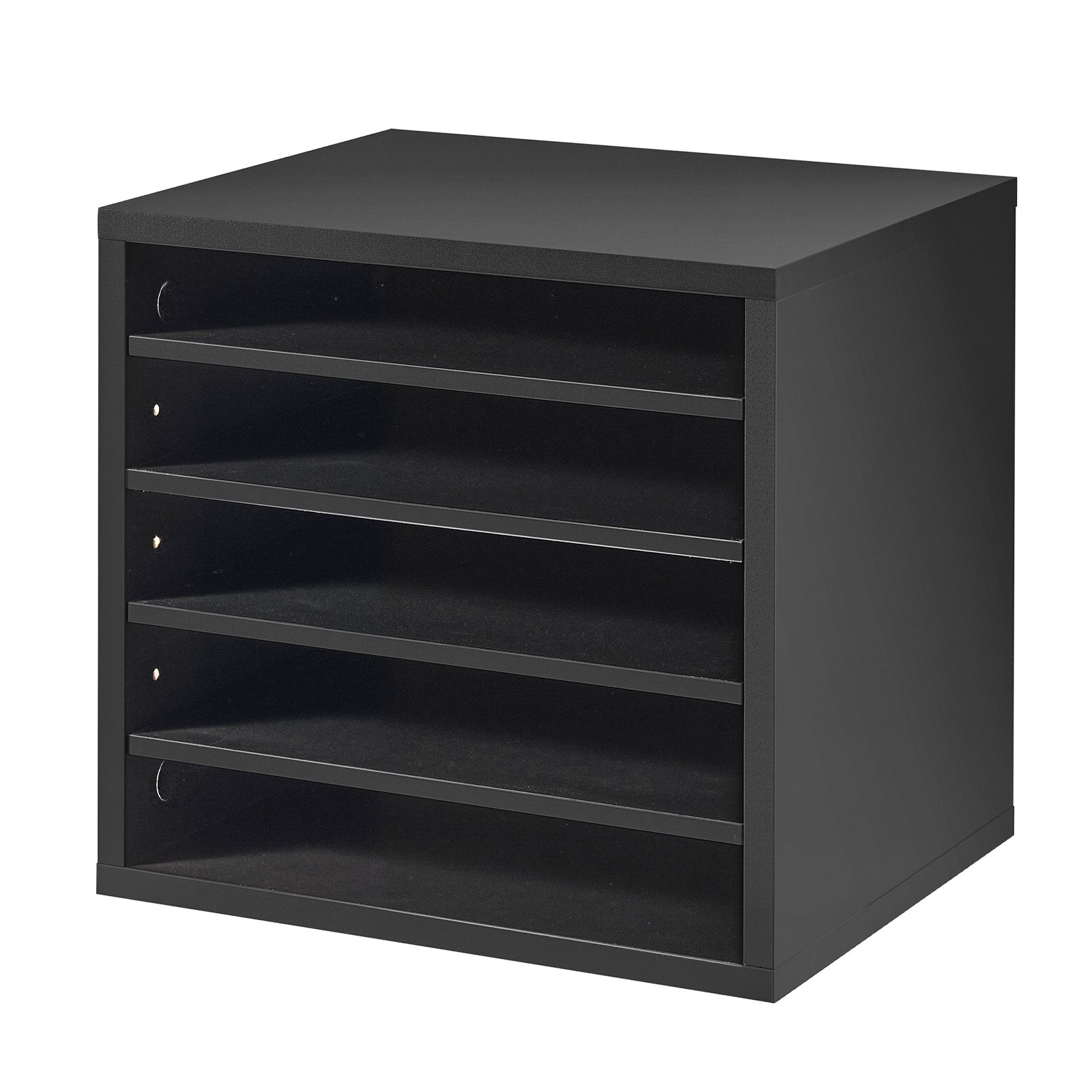 VEVOR Estante de Almacenamiento de Documentos 5 Compartimentos, Organizador de Archivos de Madera 35,5 x 30,5 x 33 cm, Clasificador de Literatura con Estantes Ajustables para Oficina, Aulas, Negro