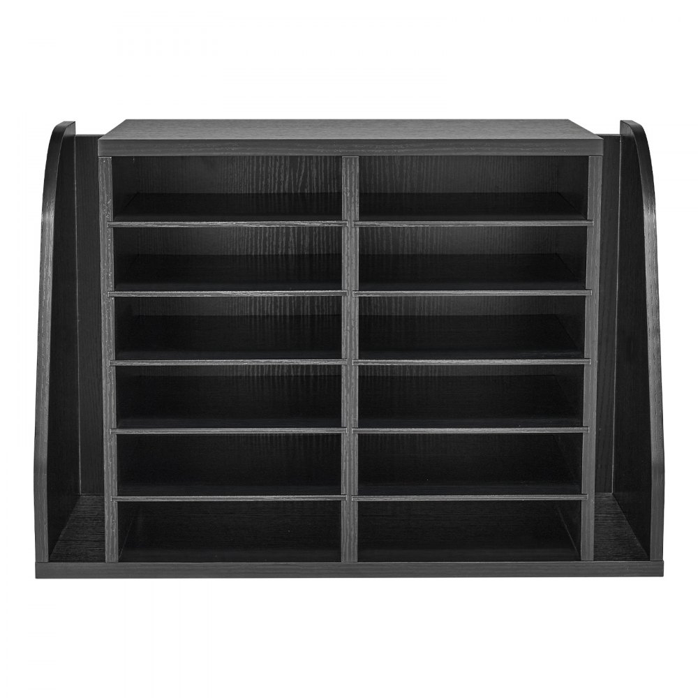 VEVOR Estante de Almacenamiento de Documentos 12 Compartimentos, Organizador de Archivos 59 x 30 x 41 cm, Clasificador de Literatura de Madera, para Archivos, Documentos, Papeles de Oficina, Negro