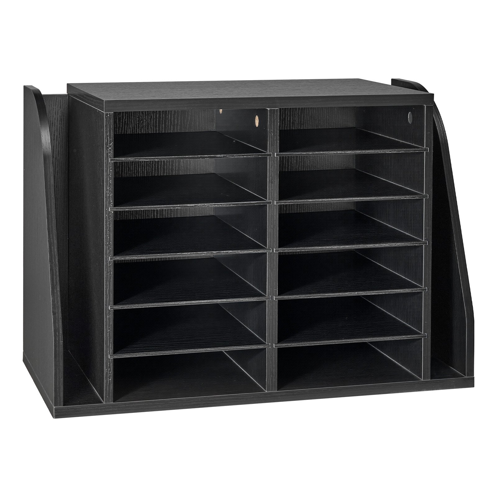 VEVOR Estante de Almacenamiento de Documentos 12 Compartimentos, Organizador de Archivos 59 x 30 x 41 cm, Clasificador de Literatura de Madera, para Archivos, Documentos, Papeles de Oficina, Negro