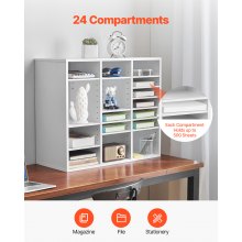 VEVOR Organizador de Archivos 24 Compartimentos con Estantes Ajustables, Blanco