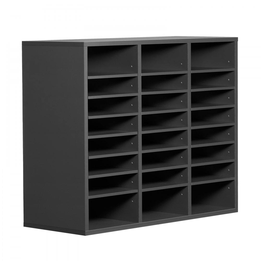 VEVOR Literature Organizer Document Tray with 24 Compartments & Adjustable Shelves, File Sorter Letter Tray Document Storage Made of Chipboard and MDF, Storage for Office Classroom Gray