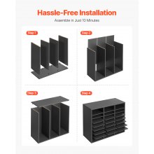 VEVOR Organizador de Archivos 24 Compartimentos con Estantes Ajustables, Gris