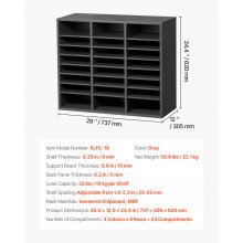 VEVOR Organizador de Archivos 24 Compartimentos con Estantes Ajustables, Gris