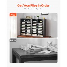 VEVOR Organizador de Archivos 36 Compartimentos con Estantes Ajustables, Gris