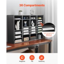 VEVOR Organizador de Archivos 36 Compartimentos con Estantes Ajustables, Gris