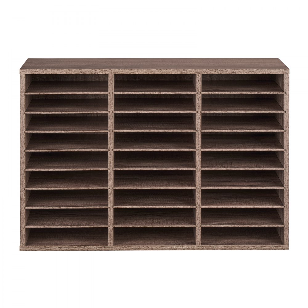 VEVOR Organizador de Literatura, Clasificador de Archivos de 27 Compartimentos 800 x 297 x 550 mm con Estantes Extraíbles, Clasificador de Madera de Aglomerado para Oficina, Hogar, Aula, Negro y Gris