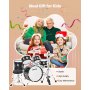 VEVOR Batería Infantil de 5 Piezas de 14 in / 355,6 mm para Principiantes con Trono Ajustable, Platillo y Dos Pares de Baquetas, Kit de Aprendizaje de Música de Batería para Niños de 6 a 13 Años, Negro