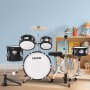 VEVOR Batería Infantil de 5 Piezas de 14 in / 355,6 mm para Principiantes con Trono Ajustable, Platillo y Dos Pares de Baquetas, Kit de Aprendizaje de Música de Batería para Niños de 6 a 13 Años, Negro
