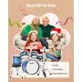 VEVOR Batería Infantil de 5 Piezas de 14 in / 355,6 mm para Principiantes con Trono Ajustable, Platillo y Dos Pares de Baquetas, Kit de Aprendizaje de Música de Batería para Niños de 6 a 13 Años, Azul