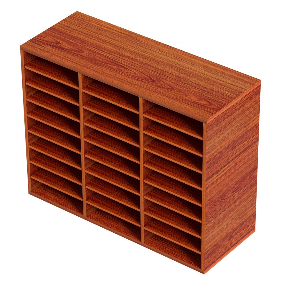 VEVOR Organizador de Literatura de Madera de 27 Ranuras de 800 x 305 x 630 mm, Estantes Ajustables de Tablero de Fibra de Densidad Media, Almacenamiento para Archivos, Documentos, Papeles, Marrón