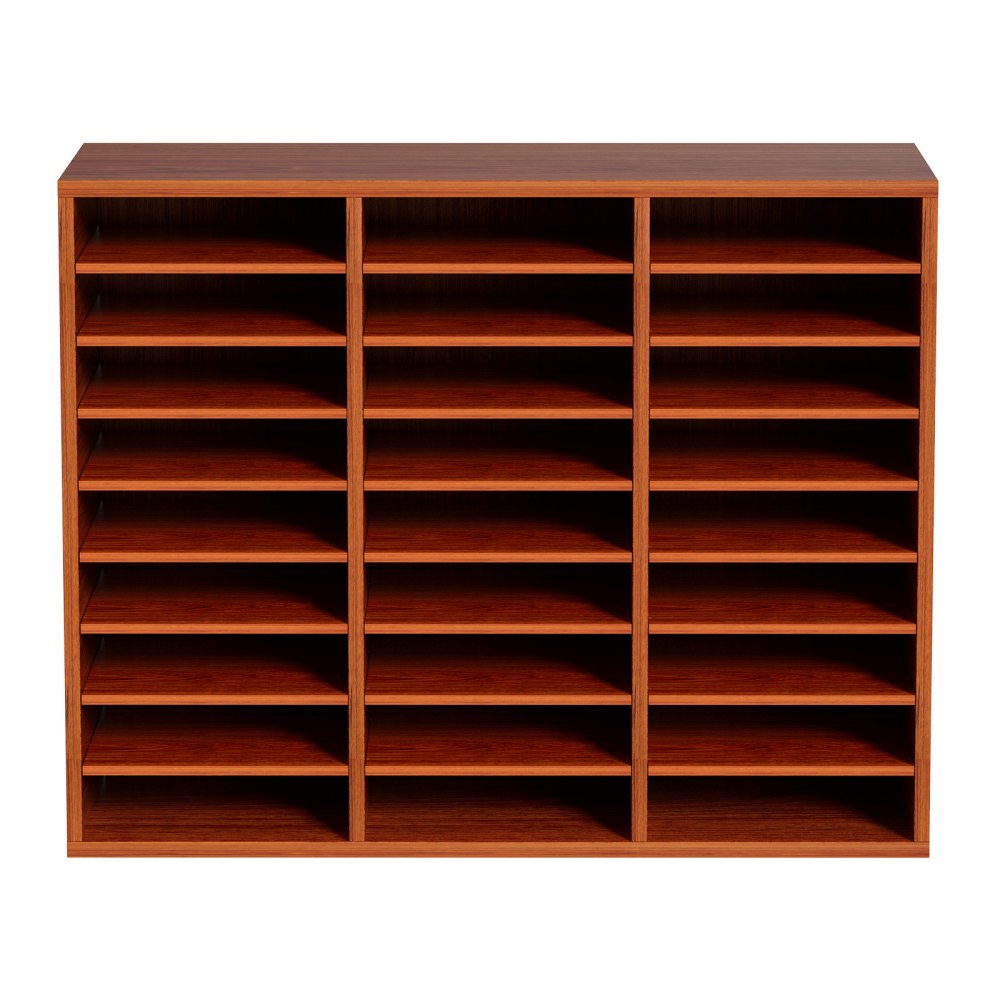 VEVOR Organizador de Literatura de Madera de 27 Ranuras de 800 x 305 x 630 mm, Estantes Ajustables de Tablero de Fibra de Densidad Media, Almacenamiento para Archivos, Documentos, Papeles, Marrón