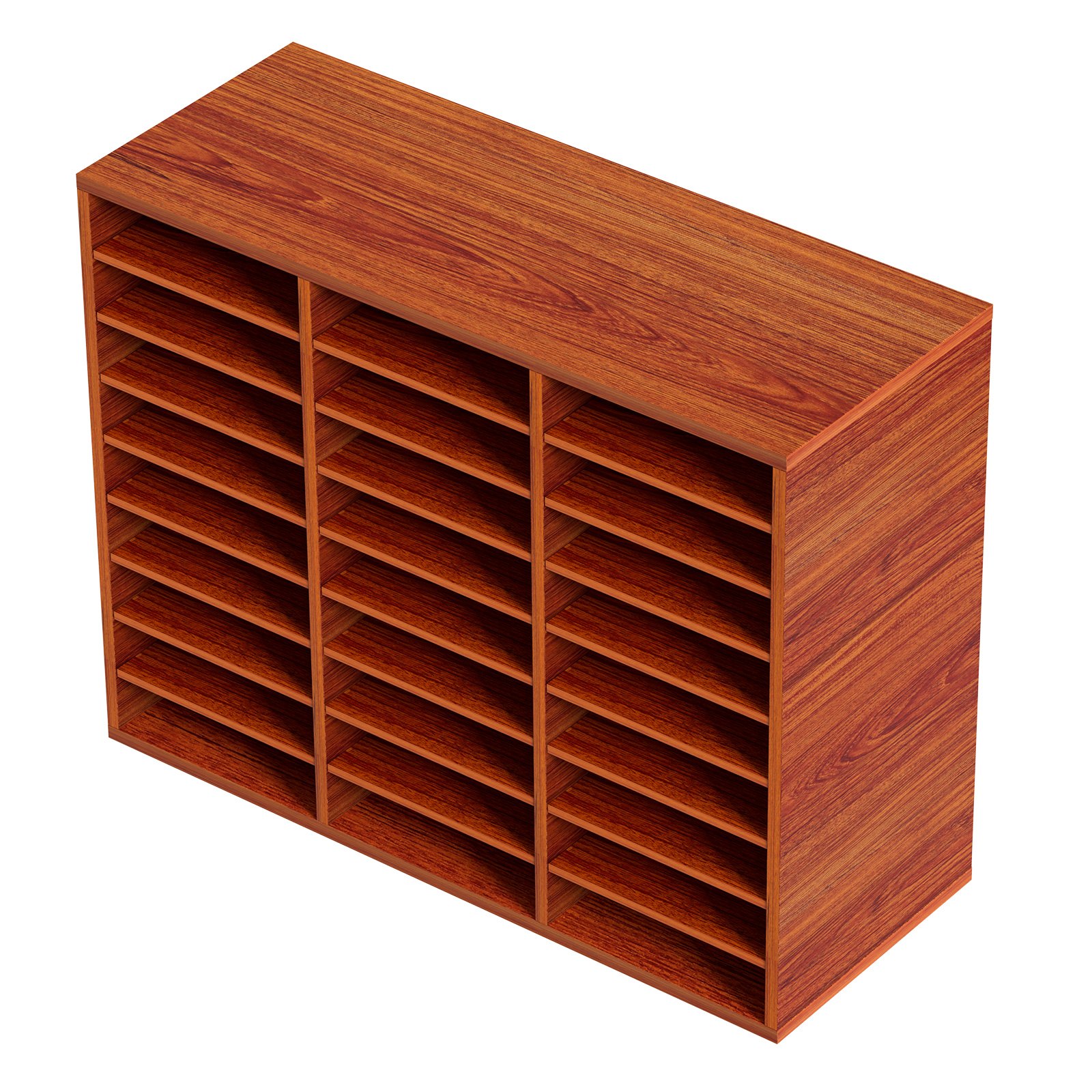 VEVOR Organizador de Literatura de Madera de 27 Ranuras de 800 x 305 x 630 mm, Estantes Ajustables de Tablero de Fibra de Densidad Media, Almacenamiento para Archivos, Documentos, Papeles, Marrón