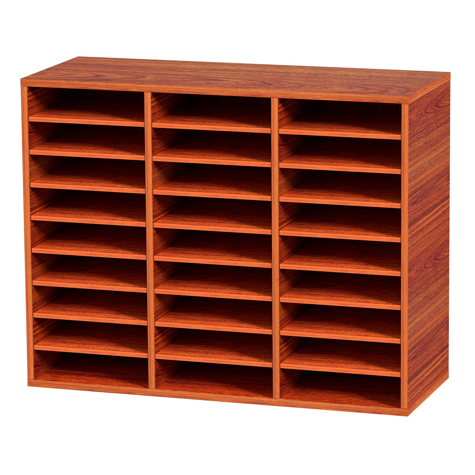 VEVOR Organizador de Literatura de Madera de 27 Ranuras de 800 x 305 x 630 mm, Estantes Ajustables de Tablero de Fibra de Densidad Media, Almacenamiento para Archivos, Documentos, Papeles, Marrón