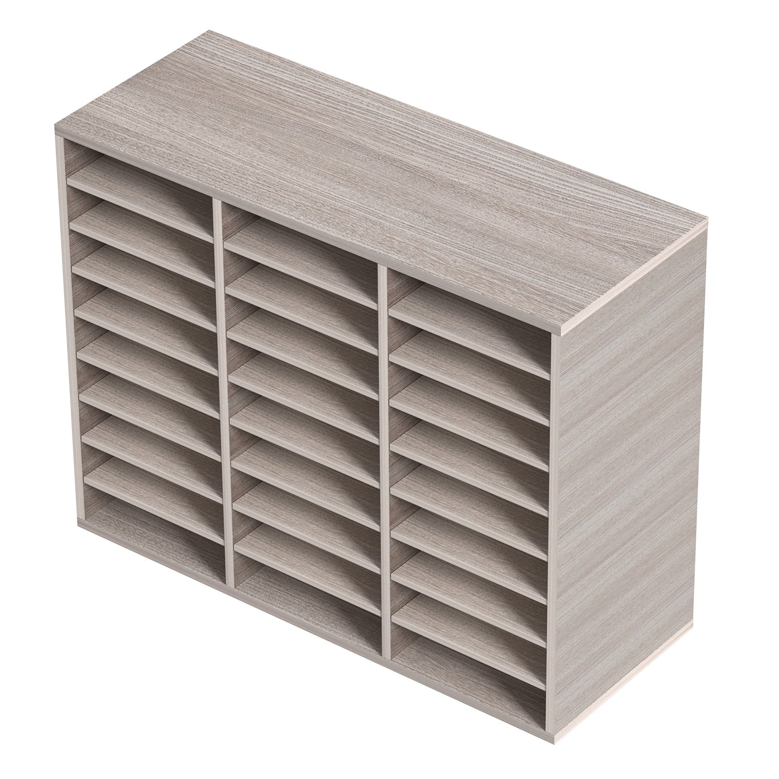 VEVOR Organizador de Literatura de Madera de 27 Ranuras de 800 x 305 x 630 mm, Estantes Ajustables de Tablero de Fibra de Densidad Media, Almacenamiento para Archivos, Documentos, Papeles, Gris