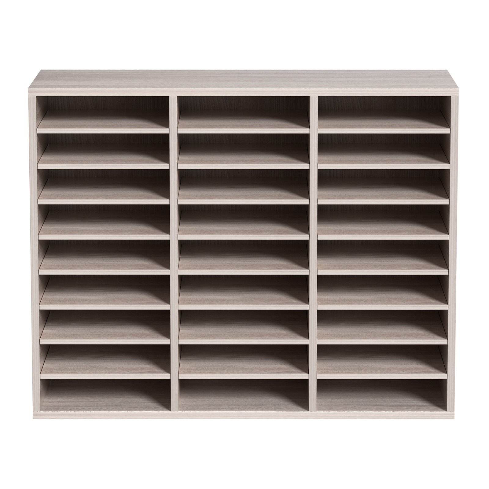 VEVOR Organizador de Literatura de Madera de 27 Ranuras de 800 x 305 x 630 mm, Estantes Ajustables de Tablero de Fibra de Densidad Media, Almacenamiento para Archivos, Documentos, Papeles, Gris