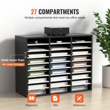 VEVOR Organizador de Literatura de 27 Ranuras de 800x305x630mm Negro y Blanco