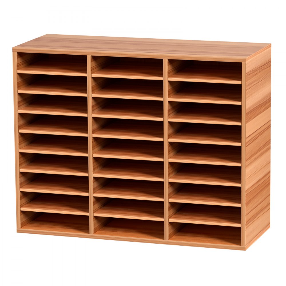 VEVOR Organizador de Literatura de Madera de 27 Ranuras de 800 x 305 x 630 mm, Estantes Ajustables de Tablero de Fibra de Densidad Media, Almacenamiento para Archivos, Documentos, Papeles, Blanco