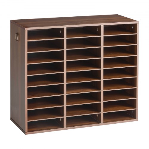 VEVOR Archivador para Documentos de Escritorio 27 Compartimentos Marrón, Almacenamiento de Papeles A4 para Oficina, Escuela, Estudio, Estantes Ajustables, 715 x 300 x 605 mm, Organizador de Madera