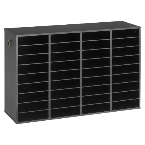 VEVOR Estante Organizador para Folios de Escritorio 36 Compartimentos Negro, Almacenamiento de Documentos para Oficina Escuela Estudio, Estantes Ajustables, 950 x 290 x 600 mm, Papeles A4, de Madera