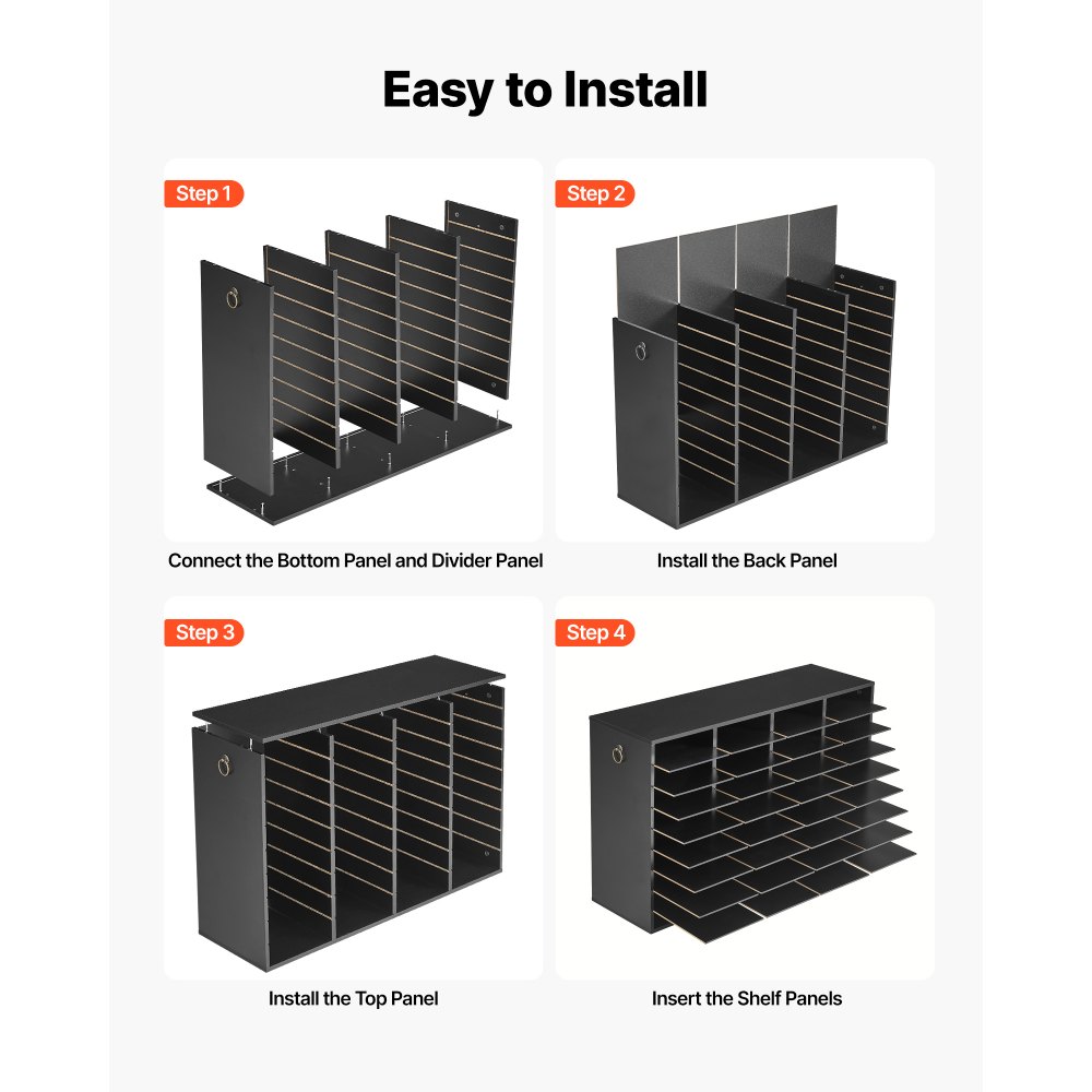 VEVOR Estante Organizador para Folios de Escritorio 36 Compartimentos Negro, Almacenamiento de Documentos para Oficina Escuela Estudio, Estantes Ajustables, 950 x 290 x 600 mm, Papeles A4, de Madera
