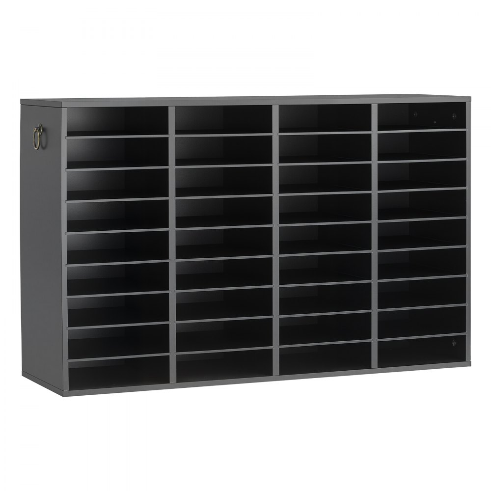 VEVOR Estante Organizador para Folios de Escritorio 36 Compartimentos Negro, Almacenamiento de Documentos para Oficina Escuela Estudio, Estantes Ajustables, 950 x 290 x 600 mm, Papeles A4, de Madera