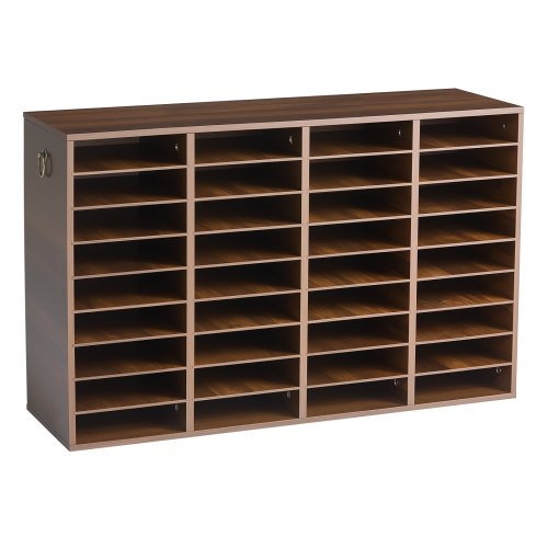 VEVOR Organizador de Documentos de Madera 36 Compartimentos de Escritorio, Almacenamiento de Archivos para Oficina Estudio Escuela, Estantes Ajustables, 950 x 290 x 600 mm, Tamaño A4, Color Marrón