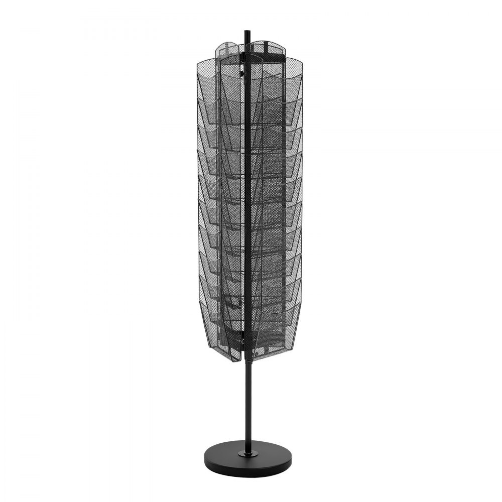 VEVOR Rotating Brochure Display Rack, 30 Pockets Mesh Magazine Literature Display Stand, Portable Floor Standing Magazine Rack, Metal Newspaper Catalog Holders for Shop Exhibitions Office Trade Show