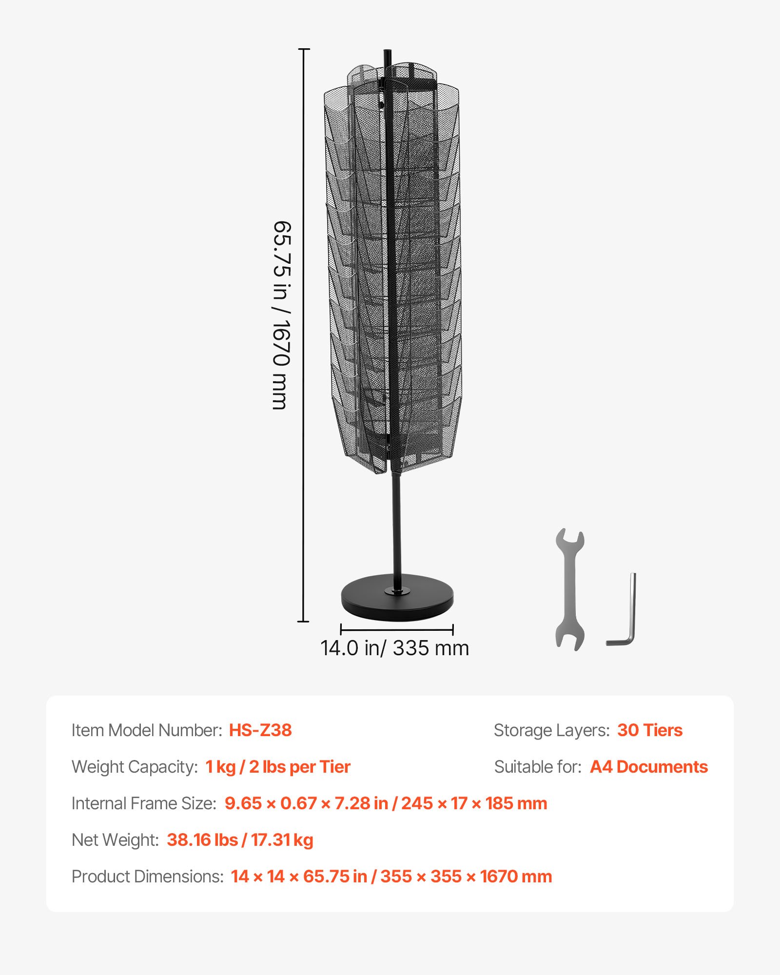 VEVOR Rotating Brochure Display Rack, 30 Pockets Mesh Magazine Literature Display Stand, Portable Floor Standing Magazine Rack, Metal Newspaper Catalog Holders for Shop Exhibitions Office Trade Show
