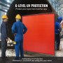 trabajadores con cascos frente a una pantalla VEVOR roja de protección uv de 6 niveles.