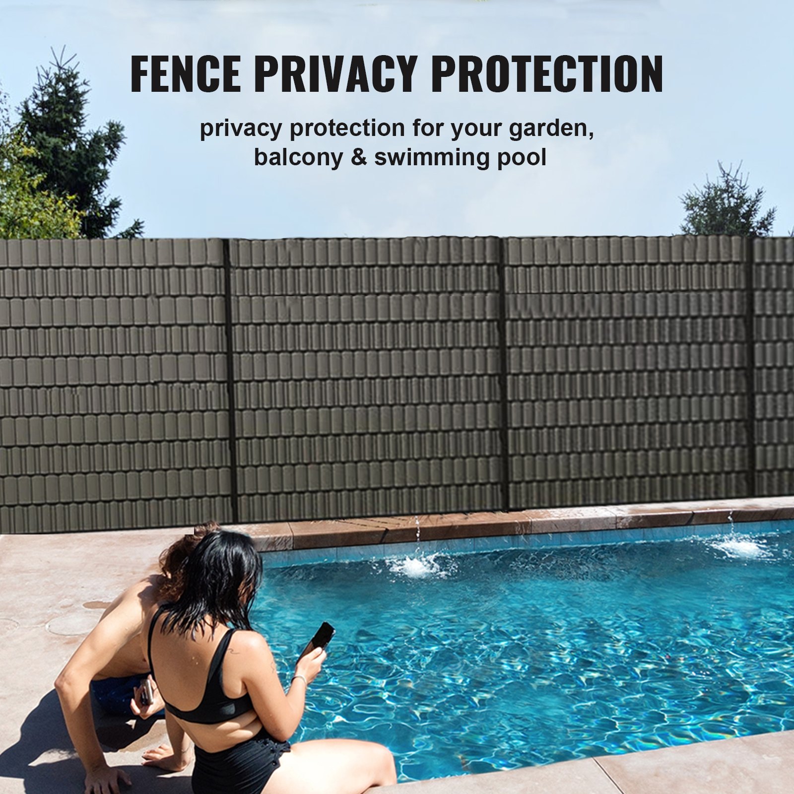 Vevor Pvc Pantalla De Privacidad Para Jardín Balcón Y Piscina 3 Pcs 70 M X 19 Cm