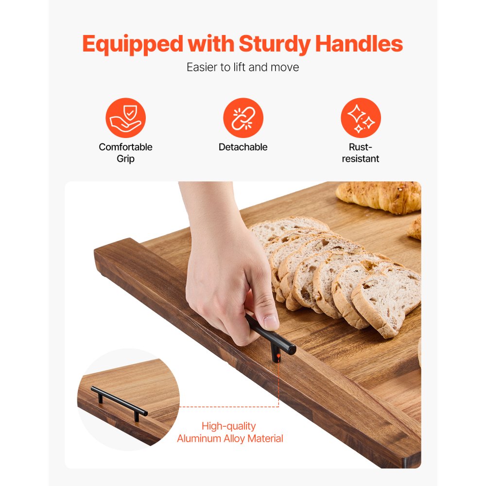 VEVOR Noodle Board Stove Cover, Acacia Wood Stove Cover Plates for Electric & Gas Stoves, Hob Cover for Work Surface & Tray, Cover Plate with Handles (76.2 x 55.88 cm)