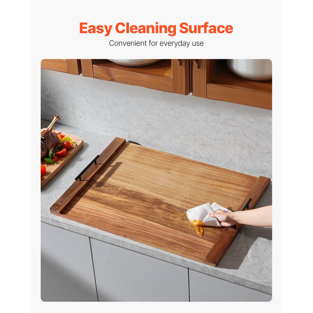 VEVOR Noodle Board Stove Cover, Acacia Wood Stove Cover Plates for Electric & Gas Stoves, Hob Cover for Work Surface & Tray, Cover Plate with Handles (76.2 x 55.88 cm)