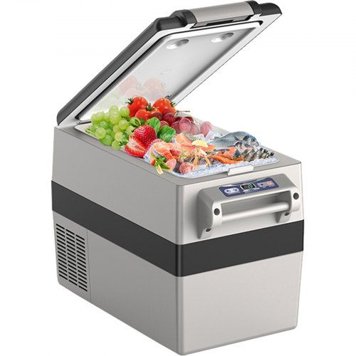 VEVOR Refrigerador para Auto Refrigerador para Auto de 12 Voltios Congelador Portátil de Doble Zona de 42 L Rango Ajustable de -4~50 ℉ Enfriador de Compresor de 12/24 V CC y 100-240 V CA para Camping
