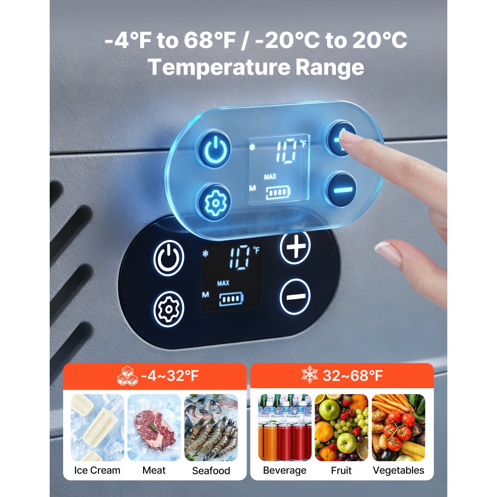 VEVOR Nevera Portátil para Coche 12 L, Zona Única, Refrigerador para Coche con Compresor 12/24 V CC 100-240 V CA, Temperatura Ajustable de -20 °C a 20 °C, para Camiones, Furgonetas, Camping, Viajes