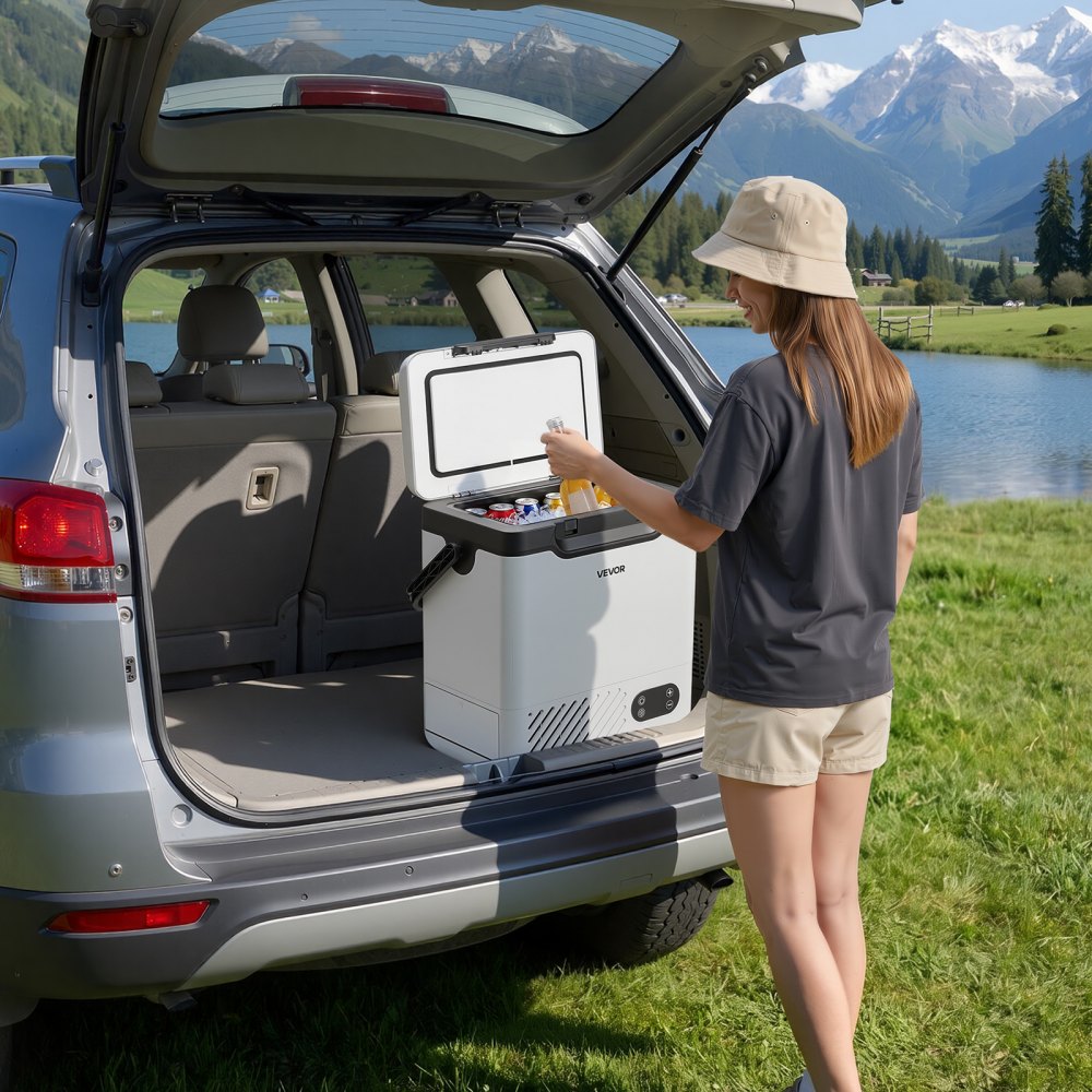 VEVOR Nevera Portátil para Coche 12 L, Zona Única, Refrigerador para Coche con Compresor 12/24 V CC 100-240 V CA, Temperatura Ajustable de -20 °C a 20 °C, para Camiones, Furgonetas, Camping, Viajes