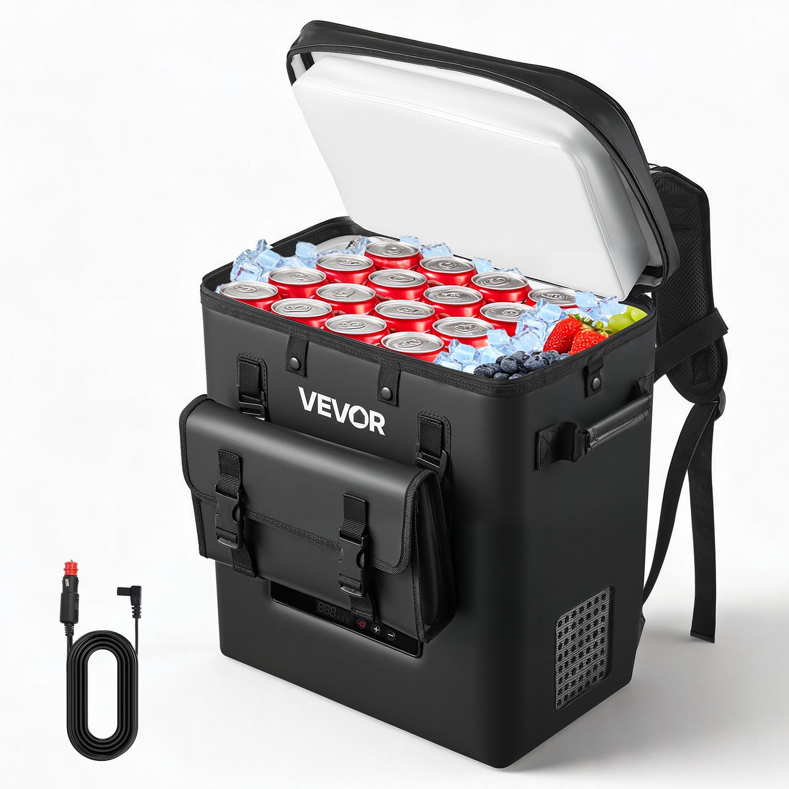 VEVOR Nevera Portátil para Coche 13 L, Zona Única, Refrigerador para Coche con Compresor 12/24 V CC, Temperatura Ajustable de -6 °C a 10 °C, para Camiones, Furgonetas, Autocaravanas, Camping, Viajes